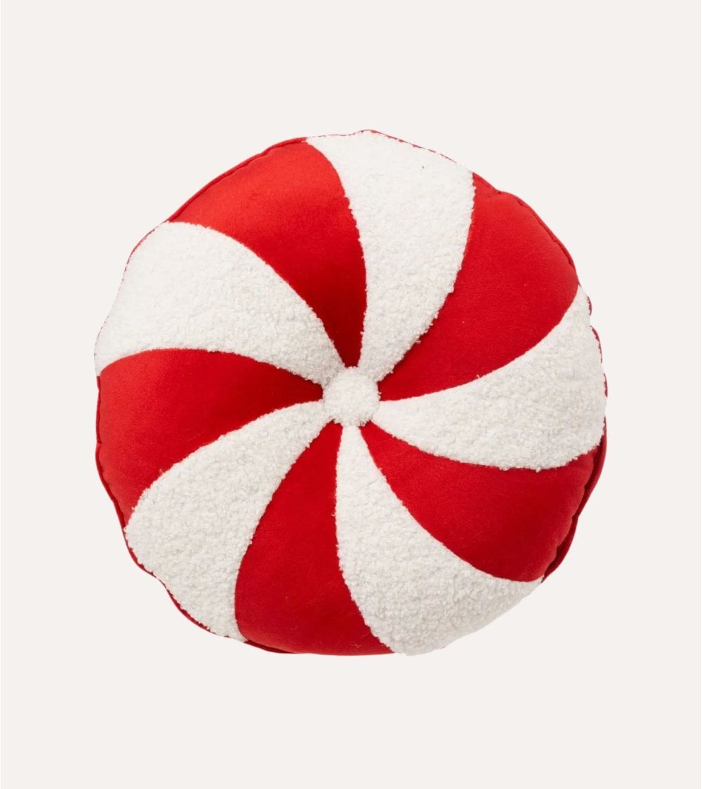 Cojín Redondo Caramelo Navideño de Poliéster