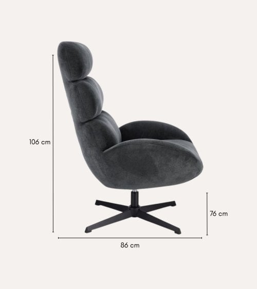 Sillón Giratorio Fluff de Poliéster y Acero