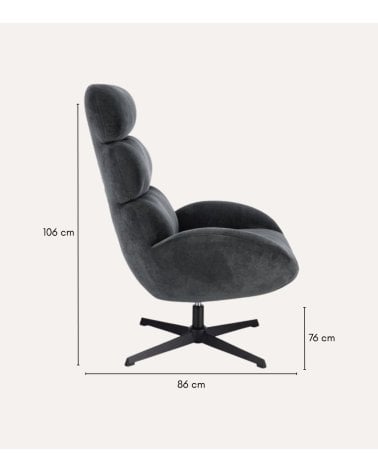 Sillón Giratorio Fluff de Poliéster y Acero