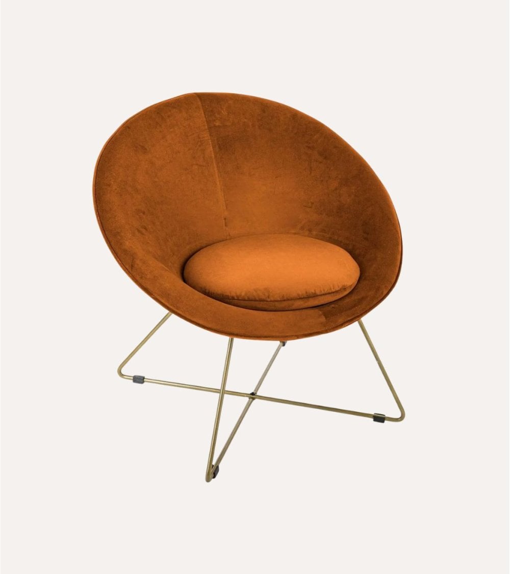 Sillón Evan con Efecto Terciopelo de Acero y Madera