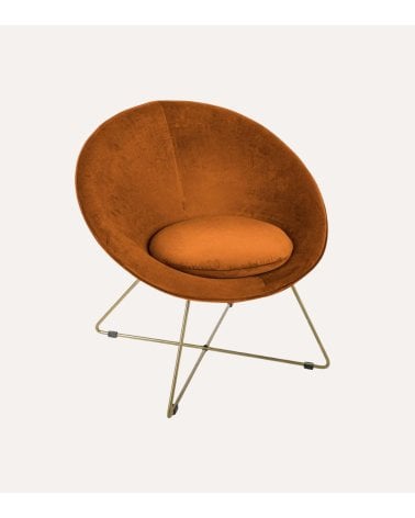 Sillón Evan con Efecto Terciopelo de Acero y Madera