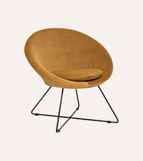 Sillón Evan con Efecto Terciopelo de Acero y Madera