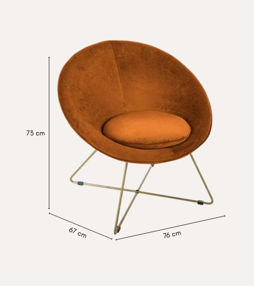 Sillón Evan con Efecto Terciopelo de Acero y Madera