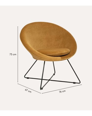 Sillón Evan con Efecto Terciopelo de Acero y Madera