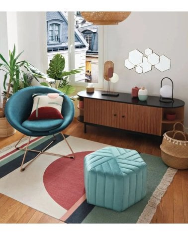 Sillón Evan con Efecto Terciopelo de Acero y Madera