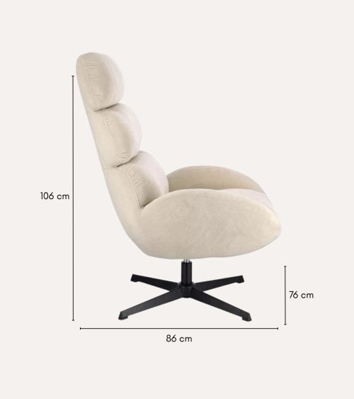 Sillón Giratorio Fluff de Poliéster y Acero