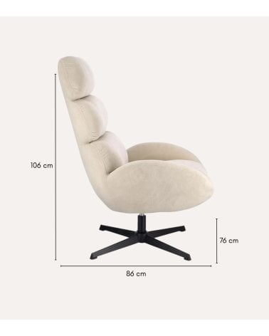 Sillón Giratorio Fluff de Poliéster y Acero