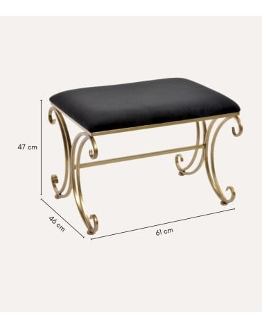 Banco Descalzador Royalty de Terciopelo y Metal