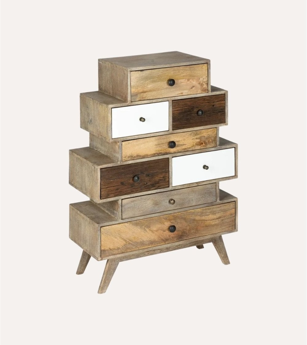 Cómoda Koval con 8 Cajones de Madera de Mango
