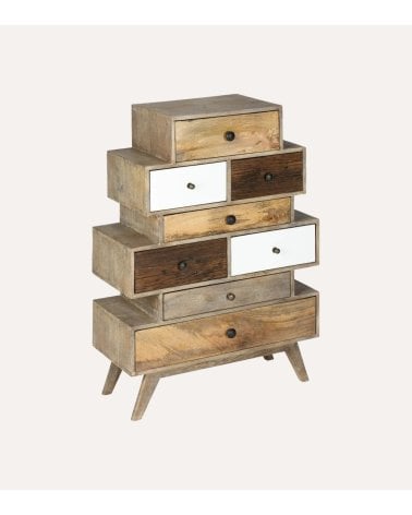 Cómoda Koval con 8 Cajones de Madera de Mango