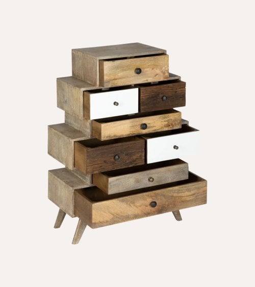 Cómoda Koval con 8 Cajones de Madera de Mango