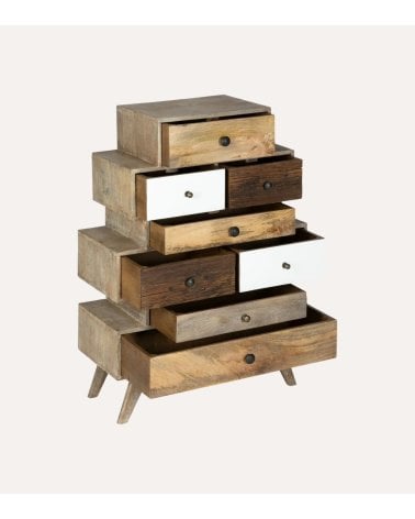 Cómoda Koval con 8 Cajones de Madera de Mango