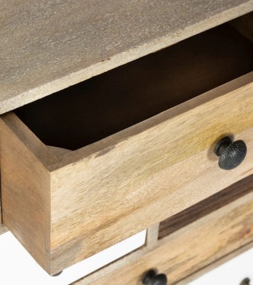 Cómoda Koval con 8 Cajones de Madera de Mango