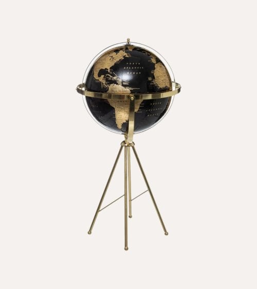 Globo Terráqueo Decorativo Alto de Metal