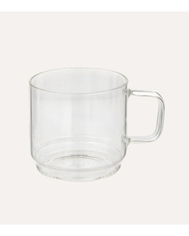 Set de 4 Tazas Mug de Vidrio con Soporte