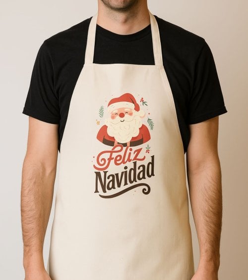 Delantal Navideño con Papá Noel de Poliéster