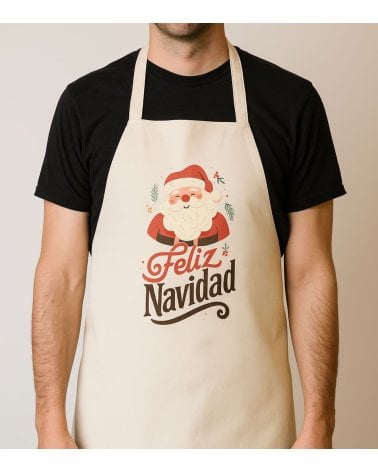 Delantal Navideño con Papá Noel de Poliéster