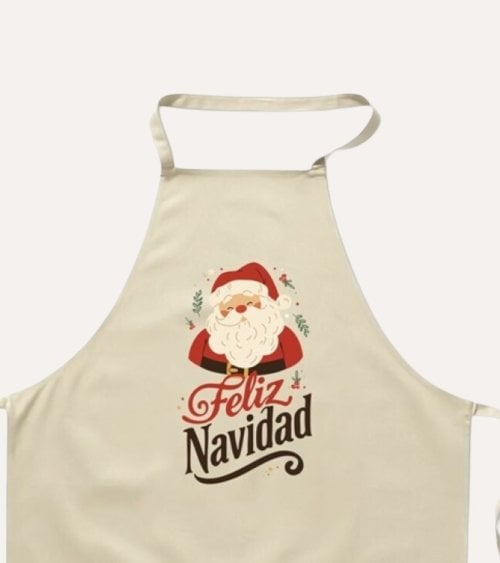 Delantal Navideño con Papá Noel de Poliéster