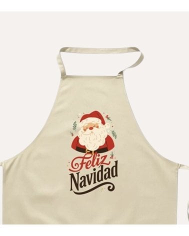Delantal Navideño con Papá Noel de Poliéster