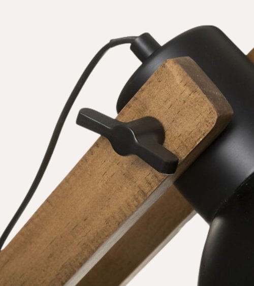 Lámpara de Pie Cuba con Arco de Madera de Pino