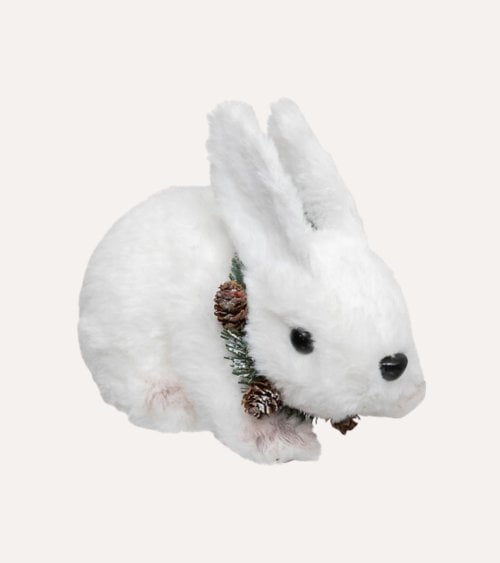 Conejo con Corona y Piñas para Decoración Navideña