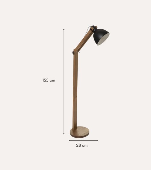 Lámpara de Pie Cuba con Arco de Madera de Pino