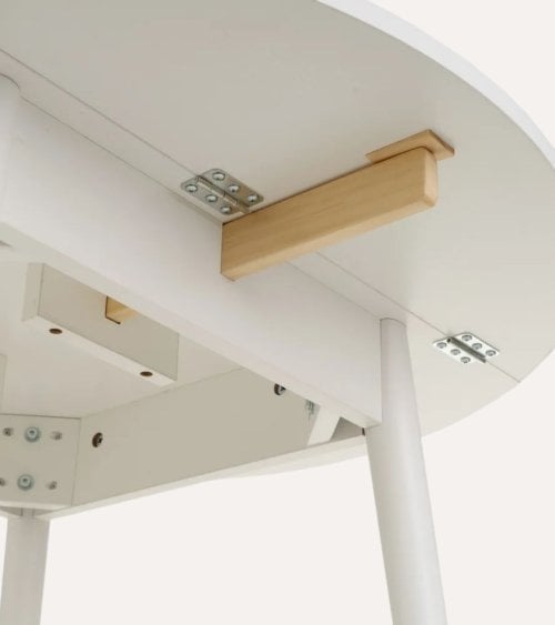 Mesa Abatible Circular de Melamina y Madera de Pino