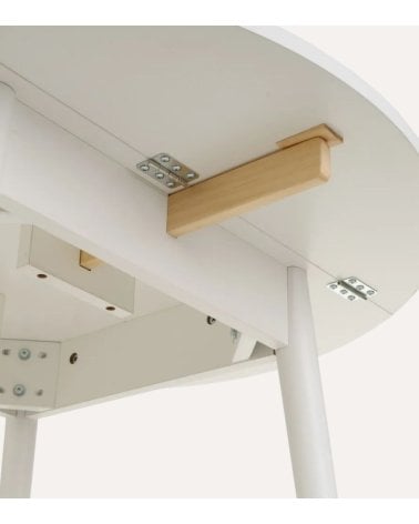 Mesa Abatible Circular de Melamina y Madera de Pino