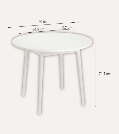 Mesa Abatible Circular de Melamina y Madera de Pino