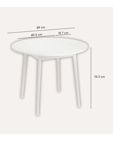 Mesa Abatible Circular de Melamina y Madera de Pino