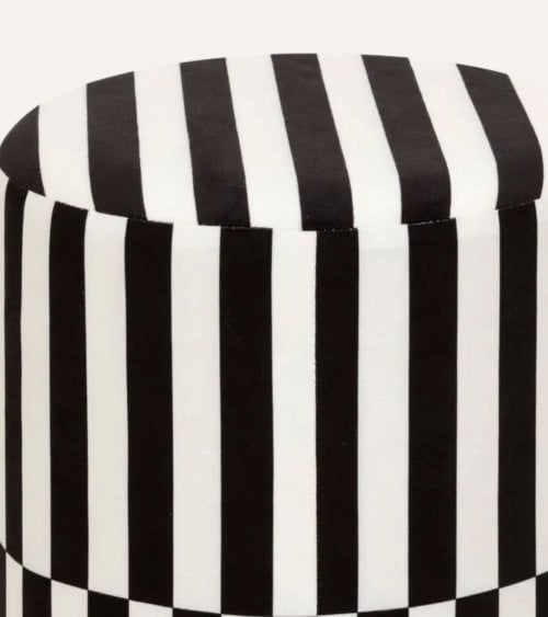 Puff a Rayas de Madera de Pino