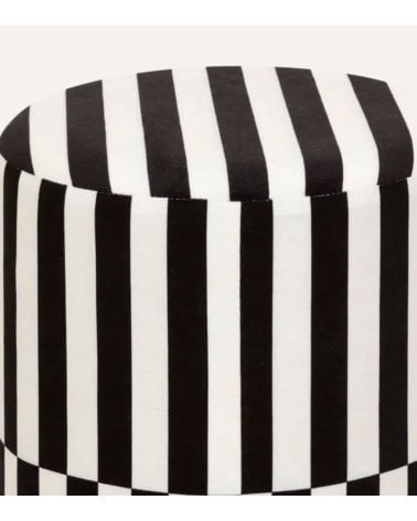 Puff a Rayas de Madera de Pino