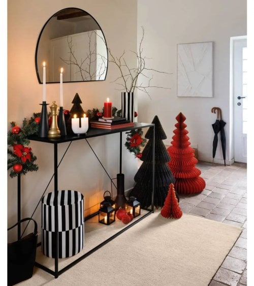 Puff a Rayas de Madera de Pino