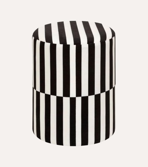 Puff a Rayas de Madera de Pino