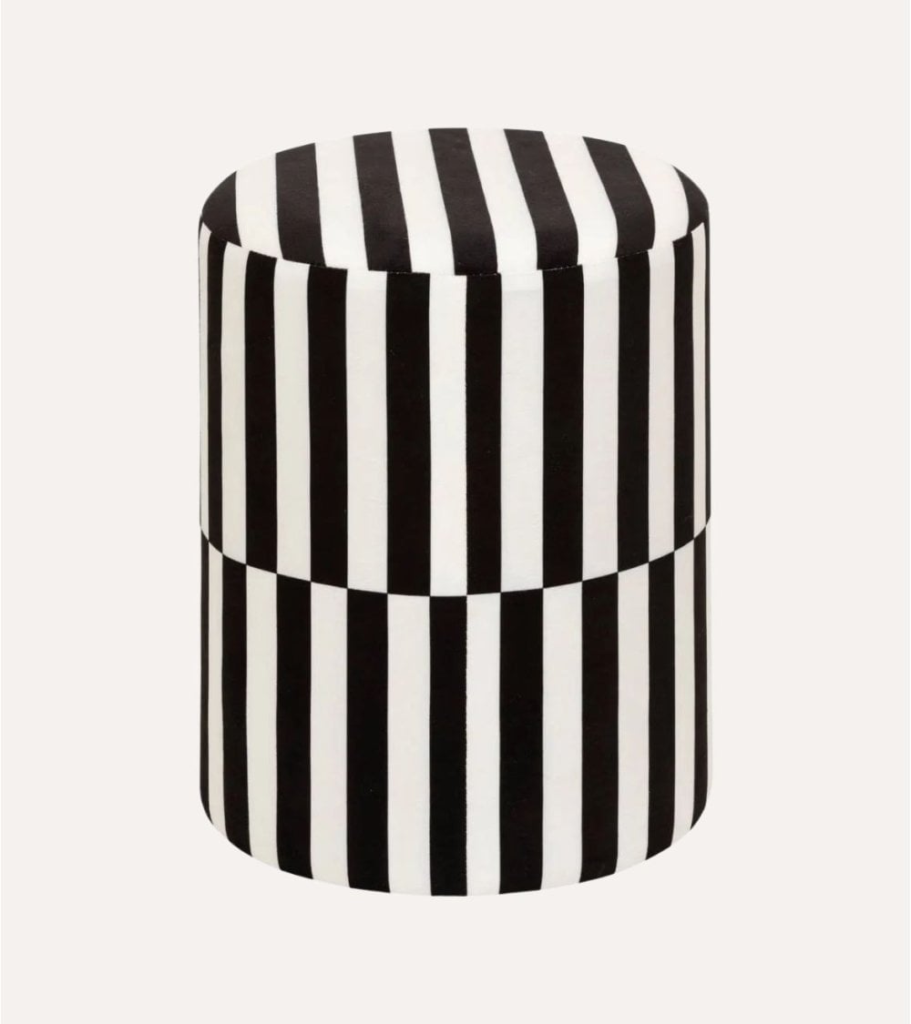 Puff a Rayas de Madera de Pino