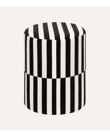 Puff a Rayas de Madera de Pino