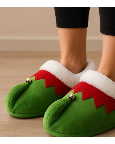 Zapatillas Navideñas de Elfo con Cascabel