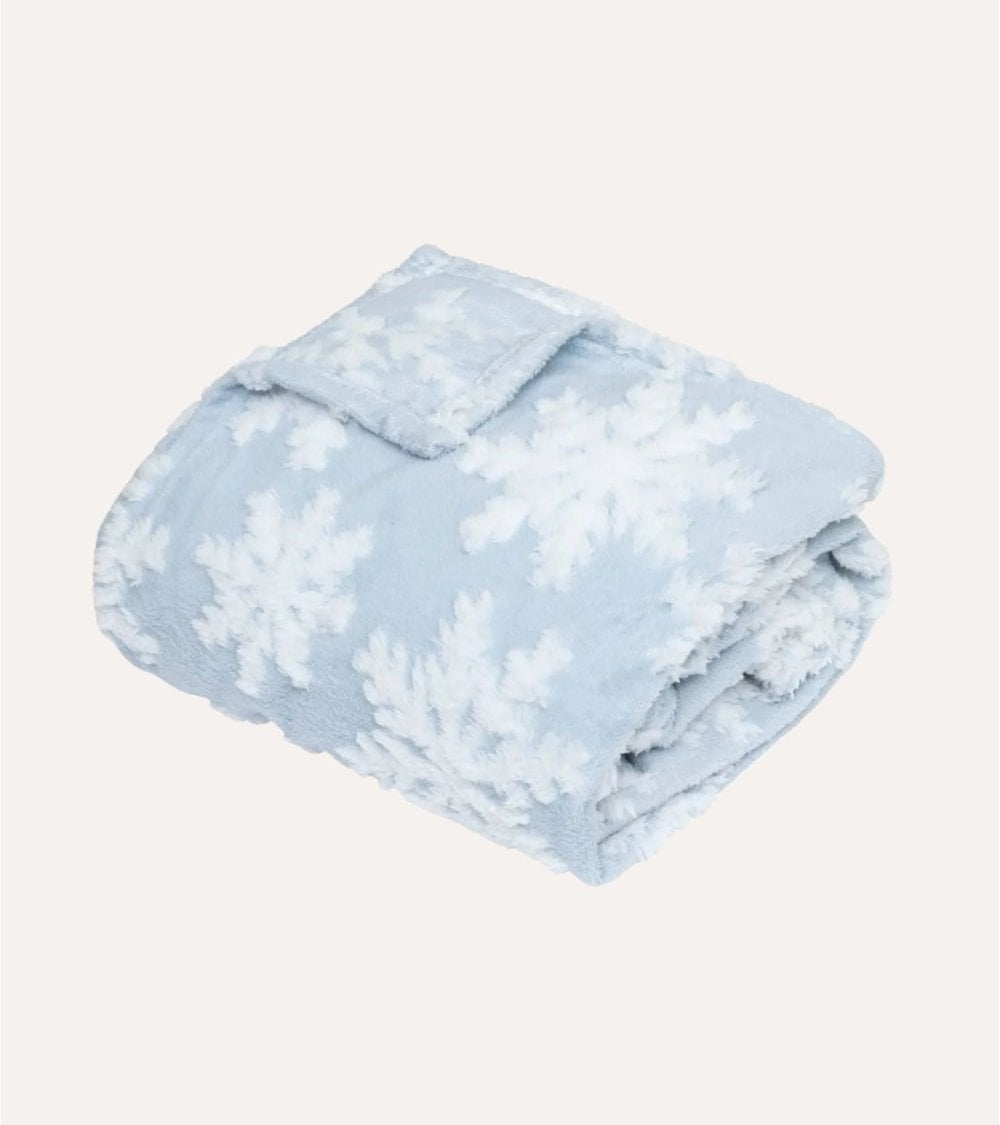 Manta Navideña con Copos de Nieve de Poliéster