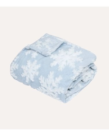 Manta Navideña con Copos de Nieve de Poliéster