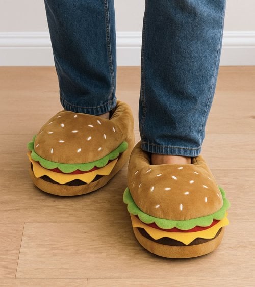 Zapatillas de Hamburguesa de Peluche