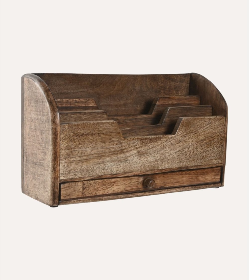 Organizador Vertical para Escritorio de Madera de Mango