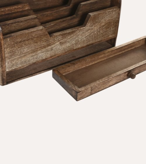 Organizador Vertical para Escritorio de Madera de Mango