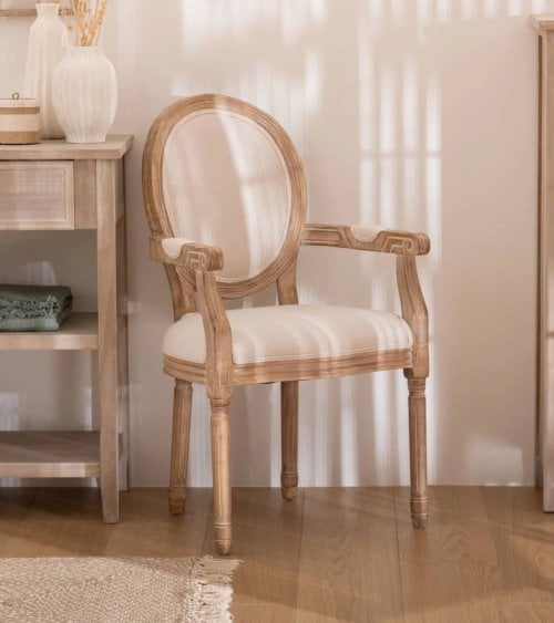 Silla de Comedor Cléon de Madera y Lino