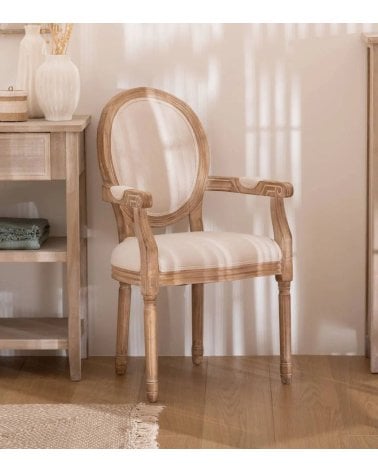 Silla de Comedor Cléon de Madera y Lino