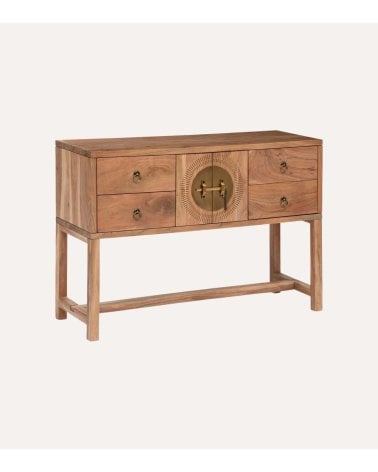 Consola Jiling de 2 puertas y 4 cajones de Madera de Acacia