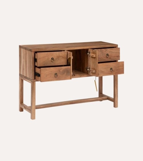 Consola Jiling de 2 puertas y 4 cajones de Madera de Acacia