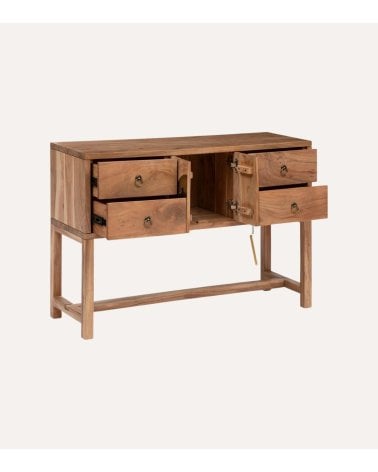 Consola Jiling de 2 puertas y 4 cajones de Madera de Acacia
