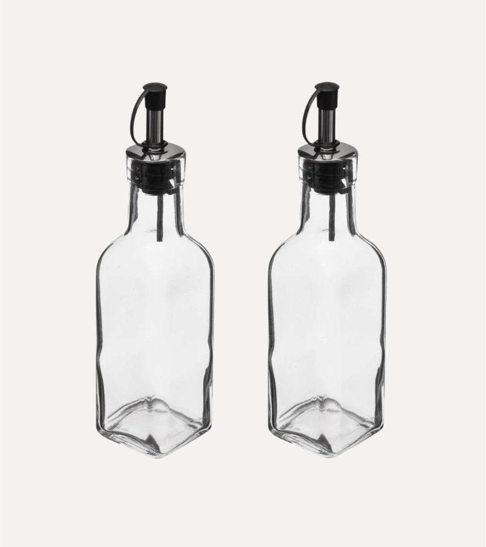 Set de Botellas Vinagrera y Aceitera de Cristal