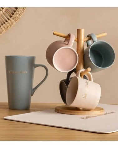 Set de 4 Tazas Mug Belle Journeé con Soporte