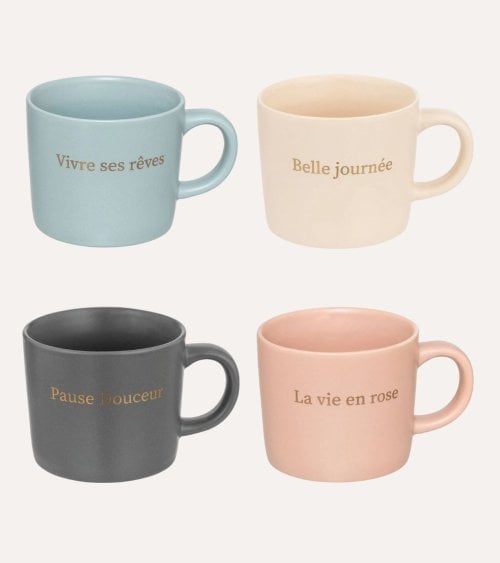 Set de 4 Tazas Mug Belle Journeé con Soporte